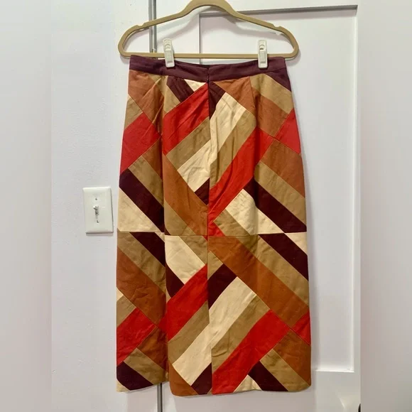 Magalia Skirt - Patchwork Red Brown, Size 8/FR40 NWT - Picture 7 of 11